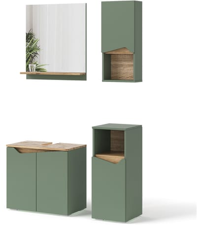Vicco Badkamermeubelset Marelle, Groen/Artisanaal eiken, 4-delig