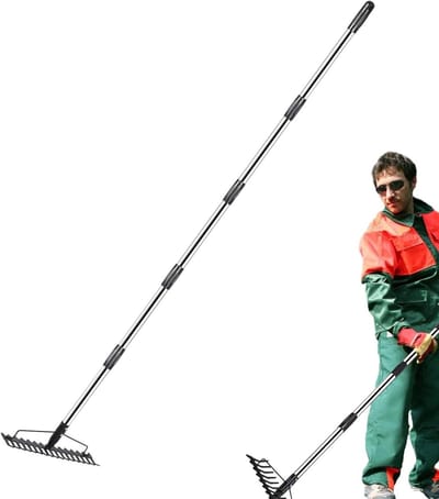 Metalen Tuinhark - Verstelbare Hark - Bodem Losmaken - 17 Tanden Ontwerp - Verstelbare Lengte - Metaal