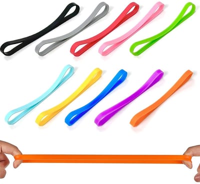 elastiekjes, 10 stuks, 100 mm x 5 mm brede elastieken van rubber, grote elasticiteit, kleur, duurzaam, herbruikbaar, voor kantoor, familie, school