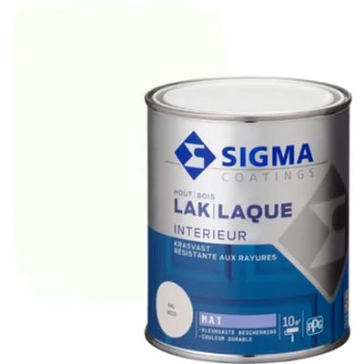 Sigma Houtlak Interieur Mat - Kras- & Slijtvast - Vergeelt Niet - Geurarm - RAL 9010 - Wit - 0.75L