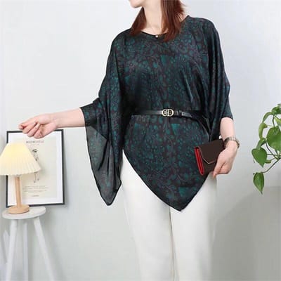 Sjaals Zomer Strand Sexy Dames Mode Print Chiffon Tuniek Bikini Cover-up Losse Blouse Zonbescherming Comfortabele Poncho 110-110CM black
