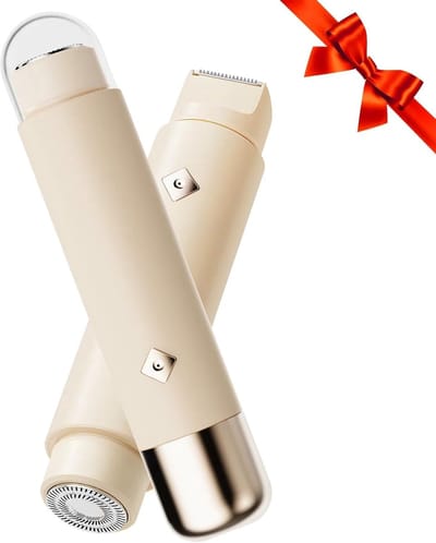 Bikini Shaver - Elektrische bikinitrimmer voor vrouwen, 2-in-1 scheerapparaat met dubbele kop, elektrisch scheerapparaat voor vrouwen (beige)