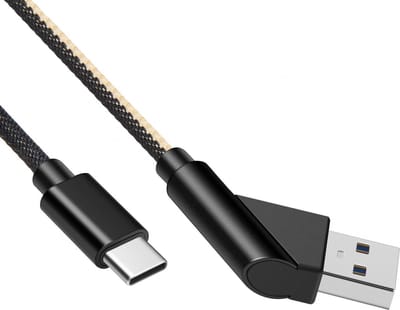 USB C kabel | Laadsnelheid 5V / 2.4A / 12 watt | USB 3.2 gen 1 | 5 Gb/s | Type A naar C | Male to male | Haaks | Zwart Wit | 0.5 meter | Allteq