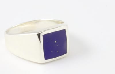 Zilveren zegelring met lapis lazuli - maat 19