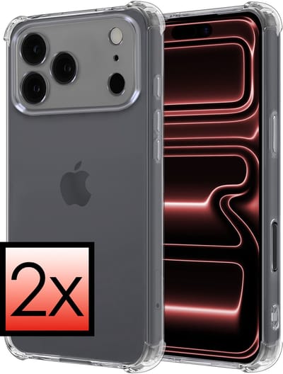 Hoesje - 2 Stuks - Geschikt voor Apple iPhone 17 Pro - Sterk & Shockproof - Siliconen Case - Back Cover - Telefoon Hoes Shock Proof - Transparant