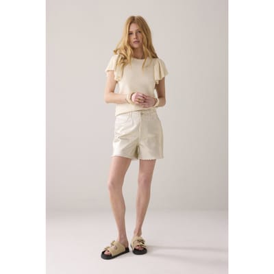 Summum Woman Sleeveless Volant Top Rustic Shimmer Knit Ivory Maat: XS | Sweaters Outlet | Dames | Grijs