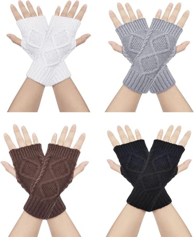 Vingerloze Gebreide Handschoenen met Duimopening, Warme Winterhandschoenen voor Dames, Ideaal voor Werk, Autorijden, Hardlopen en Activiteiten