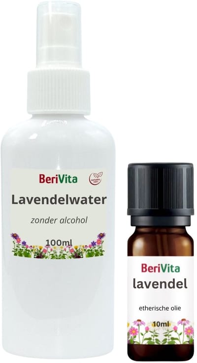 Combinatieset: Lavendelolie 10ml en Lavendelwater 100ml Puur - Lavendel Etherische Olie en Hydrosol, Hydrolaat Spray van Lavendel Bloemen