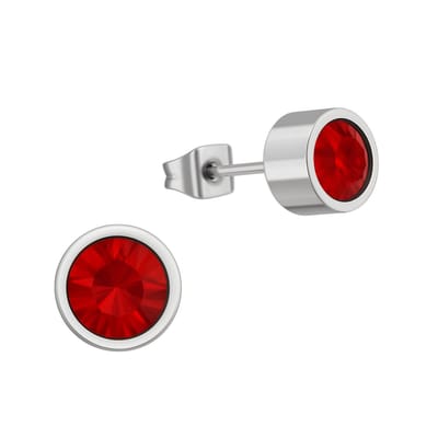Aramat Jewels | Oorbellen | Rode kristal oorstekers – 5mm zilverkleur RVS | | | |5mm | Staal | Kinderen, Volwassenen | Verkleurd niet