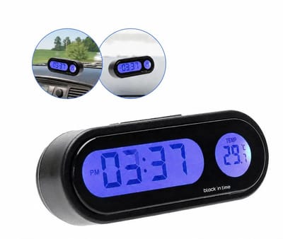 2 in 1 Digitaal Autoklokje - Temperatuur Meter - LED Klok Auto - Thermometer Auto - Auto Accessoires - Zwart