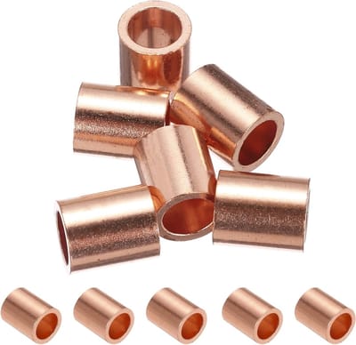 3/16" / 5mm Draad Touw Stop Huls, 6 Stuks Koper Crimp Loop Huls Einde voor Draad Kabel Ferrule, Goudkleurig en Duurzaam