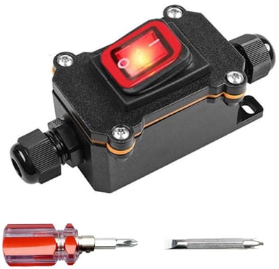 Allecto - Waterdichte 12 V Inline Schakelaar - 20 A Schakelaar - Hoogwaardige kunststof - Rood - Schakelaar - Ideaal voor voertuigen en boten ...