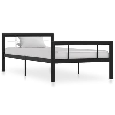 vidaXL - Bedframe - metaal - zwart - en - wit - 90x200 - cm