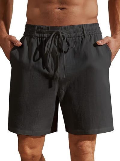 Katoenen heren shorts voor de zomer, lichtgewicht stof, ideaal voor Hawaiian feesten, met zakken en rits