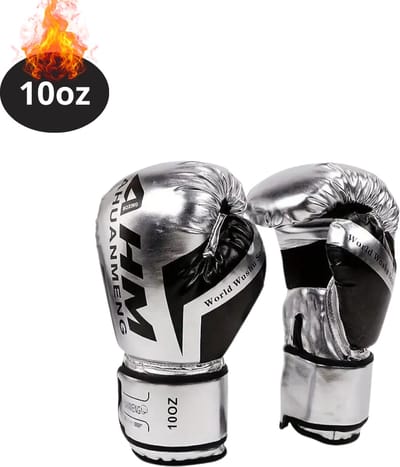 Nivard Bokshandschoenen - Kickboks Handschoenen - Boxing Gloves Set - Vecht Handschoenen - Heren - Dames - Zilver - 10 oz
