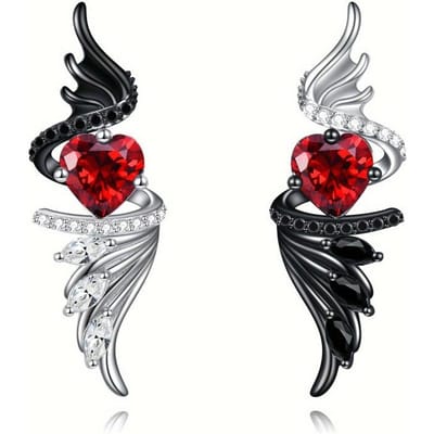 Boucles d'Oreilles Ange Démon Ailes de Démon Ange Noir Blanc Pendantes Bijoux Style Neutre Bijoux Adaptés Pour le Port Quotidien en Voyage gray