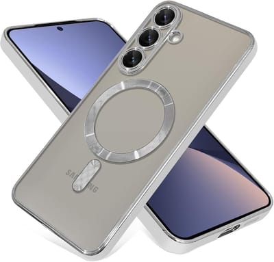 Casemania Hoesje Geschikt voor Samsung Galaxy S25 - Zilver - Siliconen Back Cover - Geschikt voor MagSafe