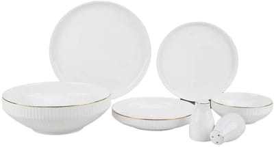 Borneo - Porseleinen Serviesset - 27-delig - Wit/Goud - 6-Persoons - Dinerset