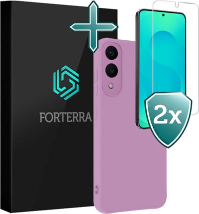 Hoesje Met 2x Screenprotector - Geschikt voor Samsung Galaxy S25 Edge - Sterk & Shockproof - Telefoon Hoes - Back Cover - Siliconen Case - Lila