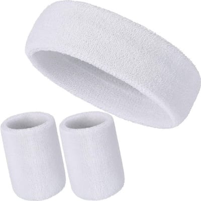 Set van 3 Zweetbanden voor Sport, Inclusief Hoofdband en Polsbanden voor Actieve Mannen en Vrouwen