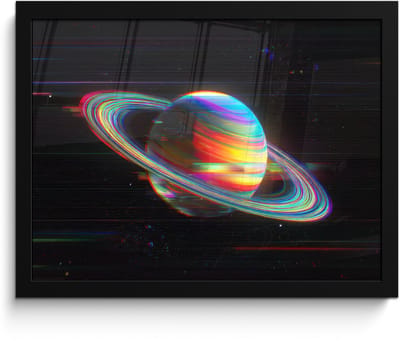 Poster in lijst - Fotolijst 40x30 cm - Posters - Planeet - Cirkel - Kleurrijk - Posterlijst zwart - Decoratie - Wanddecoratie woonkamer - Muurdecoratie slaapkamer