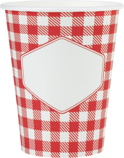 Santex Feest bekertjes - 10x stuks - boerenbont Oktoberfest thema - 270 ml - gingham/vichy print