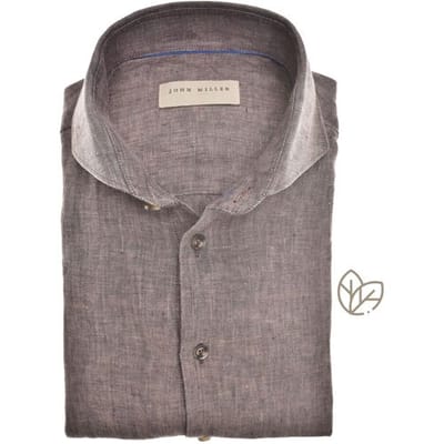 John Miller Overhemd Luxury Pure Linen Donker Bruin / male