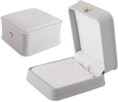 Famanu – 2PK Sieradendoos met Kunstleer Geschenkdoos Vitrine Armband Ketting Sieraden Jewelry Gift Box Voor Opslag Geschenkdozen voor Sieraden Grijs