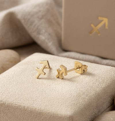 Maevi® Sterrenbeeld Oorbellen - Boogschutter / Sagittarius - Kleur: Goud - 18K Goldplated / Verguld - Luxe Oorbellen - Sterrenbeeld / Zodiac - Hoge Kwaliteit - Verkleurt niet - Oorknopjes / Oorhanger - Incl. Luxe Cadeauverpakking - Gouden Oorbellen