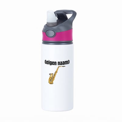 Hacebo® - saxofoon met eigen naam waterfles met rietje roze - Saxofoon - muziek liefhebbers - iemand die houdt van saxofoons - verjaardag - cadeau - kado - water fles - 650ML