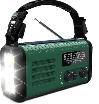 DreamGoods 20.000mAh Noodradio - Solar opwindbaar en op batterijen - FM/AM - Stroomuitval - 72+ uur - Noodpakket radio en powerbank - Nood radio - Draagbare noodradio - Opwindbaar en batterij - 72 uur - Zonne energie - Handzwengel