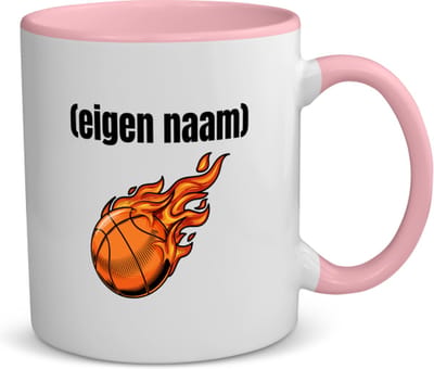 Akyol - basketbal vuur met eigen naam koffiemok - theemok - roze - Basketbal - iemand die op basketbal zit - sport - verjaardag cadeau - kado - bal - wedstrijdsport - 350 ML inhoud