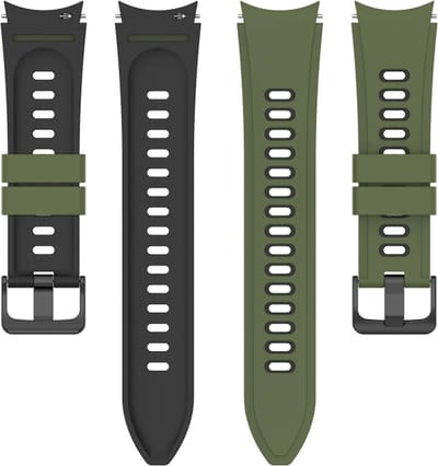 Siliconen bandje - geschikt voor Samsung Galaxy Watch 7 / Watch FE / Watch 6 / Watch 6 Classic / Watch 5 / Watch 5 Pro / Watch 4 / Watch 4 Classic - donkergroen-zwart