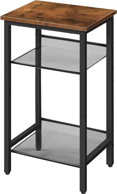 Industriële hoge bijzettafel met opbergplanken voor laptop - smalle telefoontafel voor woonkamer gang 38 x 28 x 74 cm EBF01DH01G1