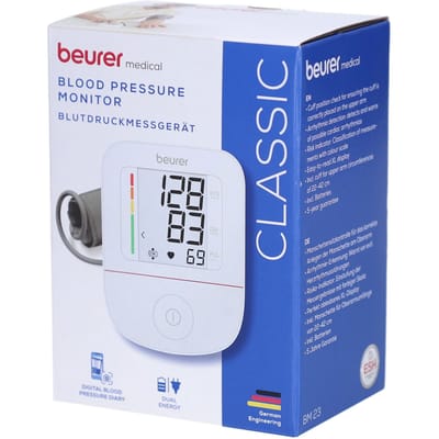 Beurer BM 23 Bloeddrukmeter Bovenarm – Aanbevolen door Hartstichting - Medisch Gecertificeerd – Manchet 22-42 cm – USB-C Aansluiting – Eenknopsbediening – Onregelmatige Hartslagdetectie – Risico-Indicator – Incl. Batterijen – 5 Jaar Garantie
