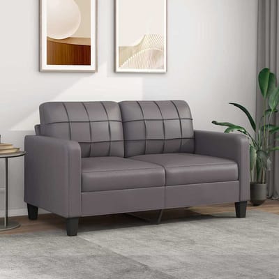 vidaXL - Tweezitsbank - 140 - cm - kunstleer - grijs