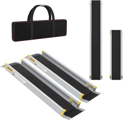 Aluminium Oprijplaat 213 cm – Telescopisch & Opvouwbaar – Rolstoelrampe 300 kg - Opvouwbaar antislip oppervlak