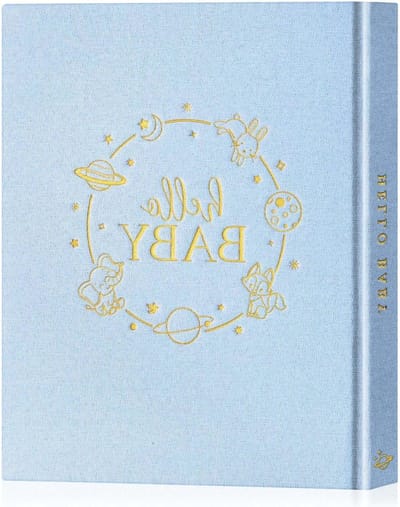 Memory Book voor Babyjongens en -meisjes - Linnen Hardcover Herinneringenboek voor Nieuwe Ouders - Eerste 5 Jaar Dagboek, Scrapbook, Fotoalbum en Mijlpalenboek (Blauw, 154 Pagina's)