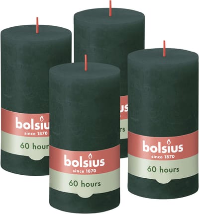 Bolsius - Rustieke Stompkaarsen - 4 stuks - Groen - 13cm - 60 branduren