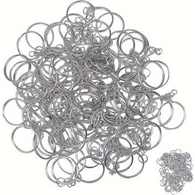 100 stuks 2,5 cm gladde ronde sleutelhanger met kettingring DIY sieradenaccessoires sleutelhanger met verlengketting open ring enkele ring sleutelhanger tas hanger 100pcs gray