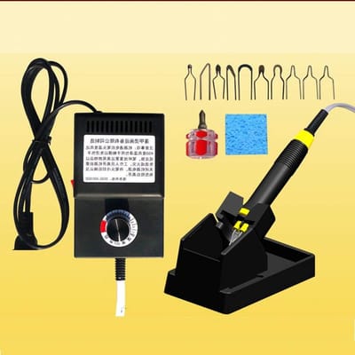 ele ELEOPTION 220V 25W Kalebas Ambachten Houtverbranding Kits Multifunctionele Elektrische Ijzer Verstelbare Pyrografie Machine Professionele Pyrografie Tool Verwarming Kit met 10 stks Pyrografie Tips