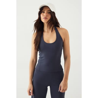 Dames DSGN Studio Sports Ultra Sculpt Naaddetail Gevoerde Haltertop | Midnight | Maat: XL