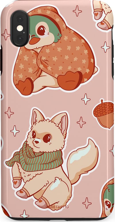 Casetastic hoesje geschikt voor Apple iPhone XS Max - Dubbellaagse bescherming - Winter avontuur - Fashion Case - Perzik Zand Lichtgrijs