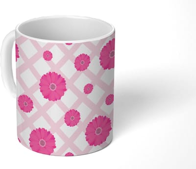 Mok - Koffiemok - Bloemen - Patronen - Pastel - Mokken - 350 ML - Beker - Koffiemokken - Theemok