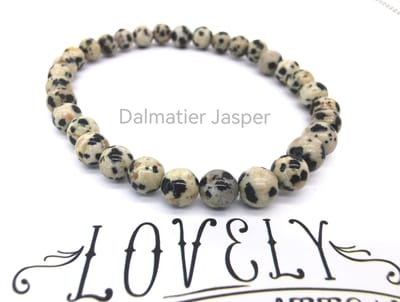 Armband – Edelsteen – Dalmatier jaspis - 6mm Kralen - 18 cm - Werking - krachtige beschermende edelsteen die helpt bij negatieve straling en energie.