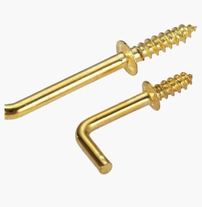 Vierkante Schroefhaken 35mm – Messing Gecoat Metaal – Ophanghaken voor Wand, Plafond, Hout & Muur – Stevige Haakjes voor Binnen & Buiten – 18 Stuks