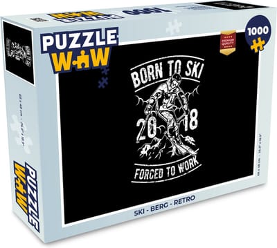 Puzzel Ski - Berg - Retro - Legpuzzel - Puzzel 1000 stukjes volwassenen