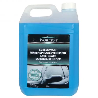 Protecton Ruitensproeiervloeistof - Kant & Klaar - Voorkomt bevriezen tot -20° van het ruitensproeiersysteem – Met hoge concentratie ethanol - 100% vrij van Methanol - 5 Liter