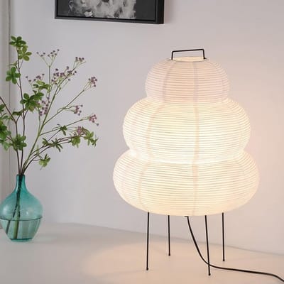 Vloerlamp in rijstpapierstijl - Japanse vloerlamp met rijstpapieren lampenkap om een ​​warme en uitnodigende sfeer te creëren in elke kamer (wolkenpatroon).