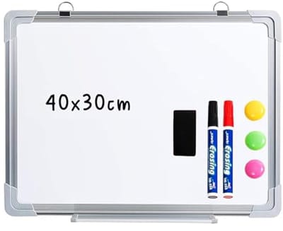 Magnetisch Wit Bord A3 40cm x 30cm - Droog Uitwisbaar Whiteboard met Markers en Magneten voor Thuis, School en Kantoor